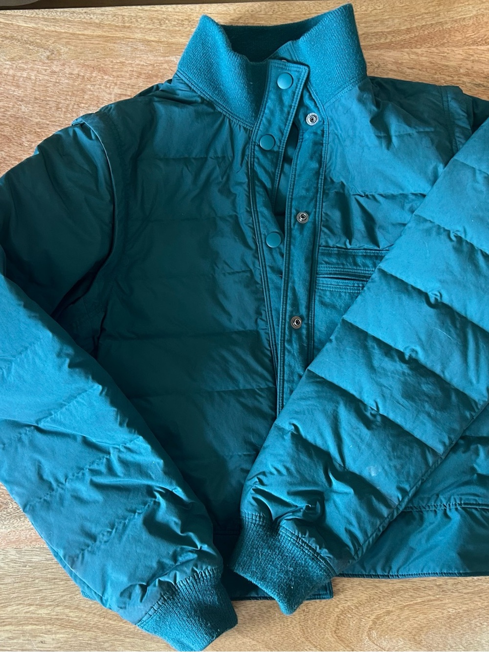 Green Jacket - lightweight puffer with zip off sleeves